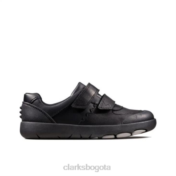 Clarks 0DX8L4947 clarks de cuero negro rex pace jnr f fit unisexo cuero negro