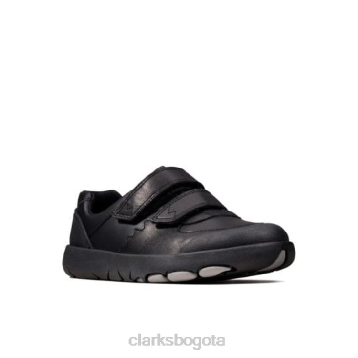 Clarks 0DX8L4947 clarks de cuero negro rex pace jnr f fit unisexo cuero negro
