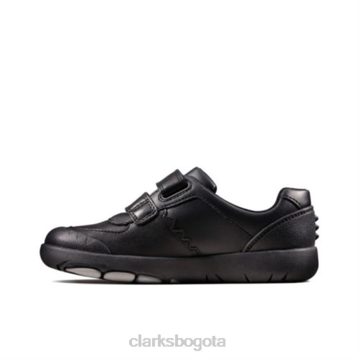 Clarks 0DX8L4947 clarks de cuero negro rex pace jnr f fit unisexo cuero negro