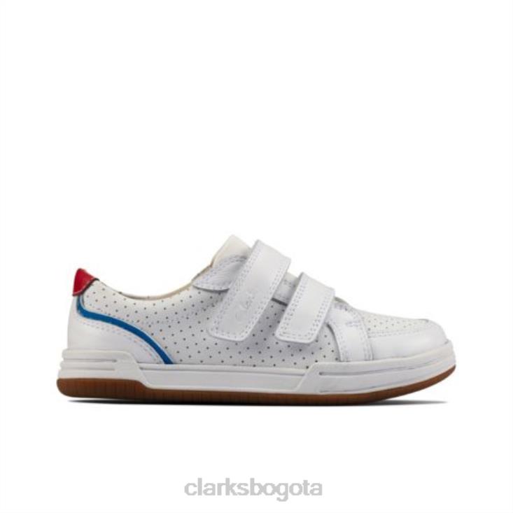 Clarks 0DX8L4956 cuero blanco cervatillo solo jnr f fit clarks unisexo cuero blanco