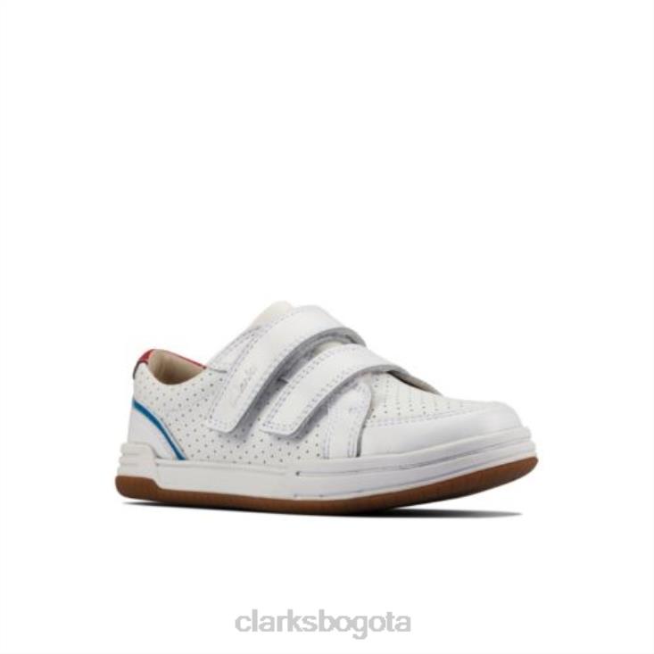 Clarks 0DX8L4956 cuero blanco cervatillo solo jnr f fit clarks unisexo cuero blanco