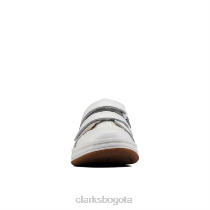Clarks 0DX8L4956 cuero blanco cervatillo solo jnr f fit clarks unisexo cuero blanco