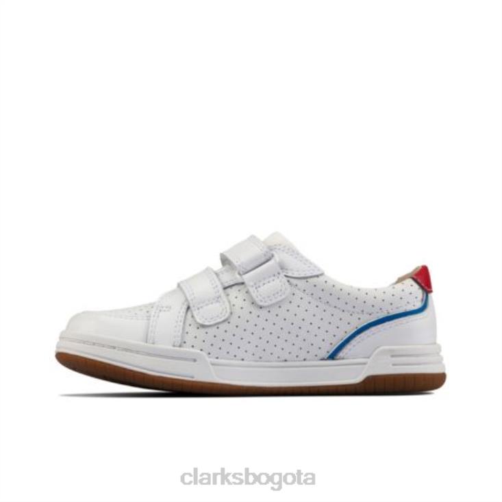 Clarks 0DX8L4956 cuero blanco cervatillo solo jnr f fit clarks unisexo cuero blanco