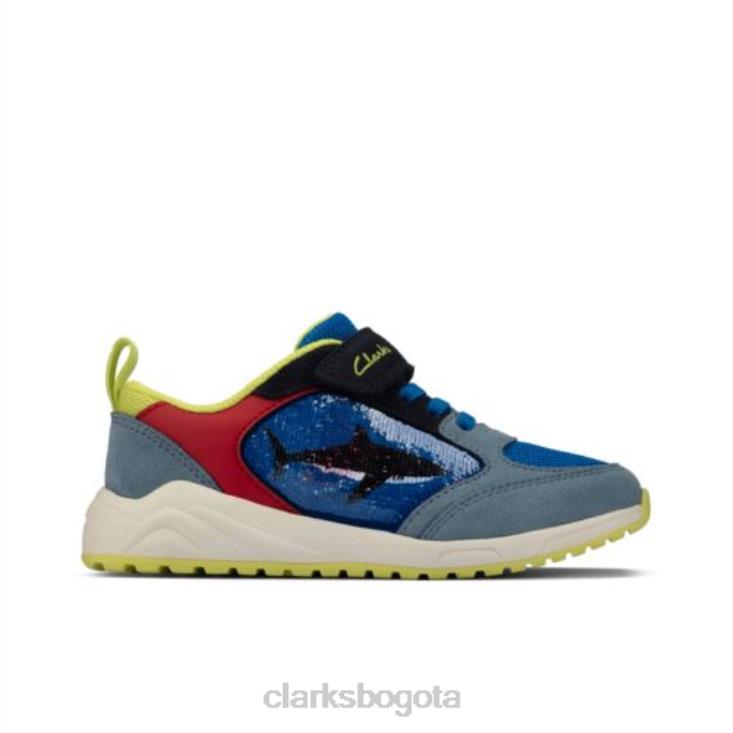 Clarks 0DX8L4957 aeon flex jnr f fit clarks combi azul brillante unisexo combinación azul brillante