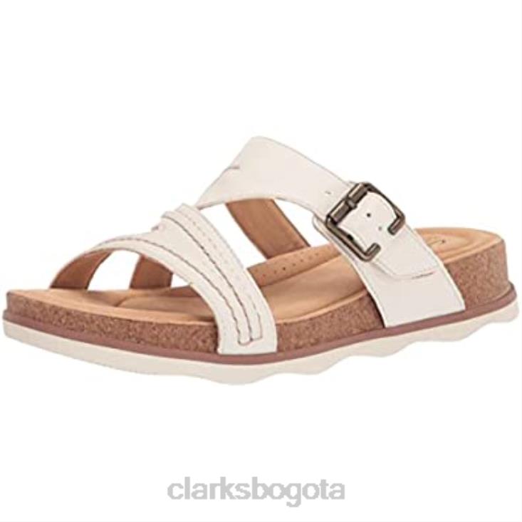Clarks 0DX8L496 Sandalia plana Clarks Brynn Hope de piel blanca para mujer mujer cuero blanco
