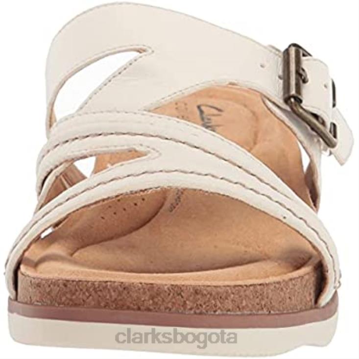 Clarks 0DX8L496 Sandalia plana Clarks Brynn Hope de piel blanca para mujer mujer cuero blanco