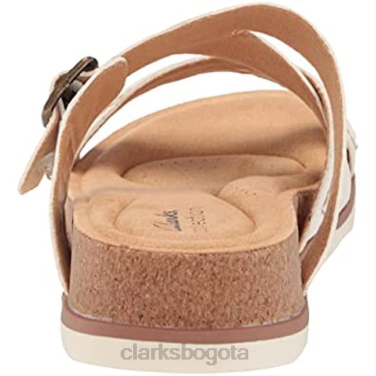 Clarks 0DX8L496 Sandalia plana Clarks Brynn Hope de piel blanca para mujer mujer cuero blanco