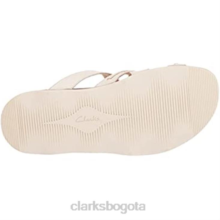 Clarks 0DX8L496 Sandalia plana Clarks Brynn Hope de piel blanca para mujer mujer cuero blanco