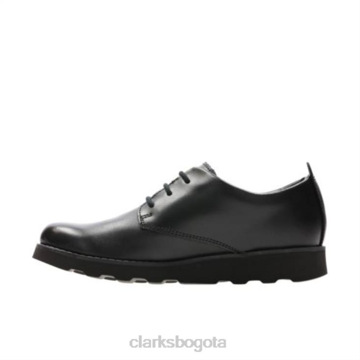 Clarks 0DX8L4993 clarks corona de cuero negro london jnr g fit unisexo cuero negro