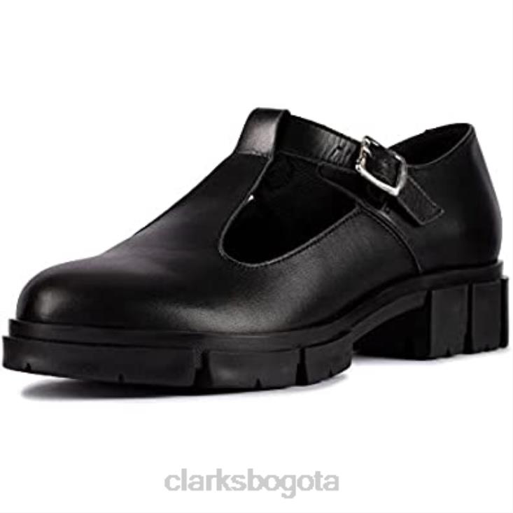Clarks 0DX8L51 zapatos clarks teala bar de cuero negro unisexo