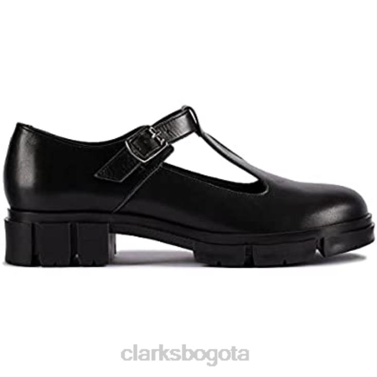 Clarks 0DX8L51 zapatos clarks teala bar de cuero negro unisexo