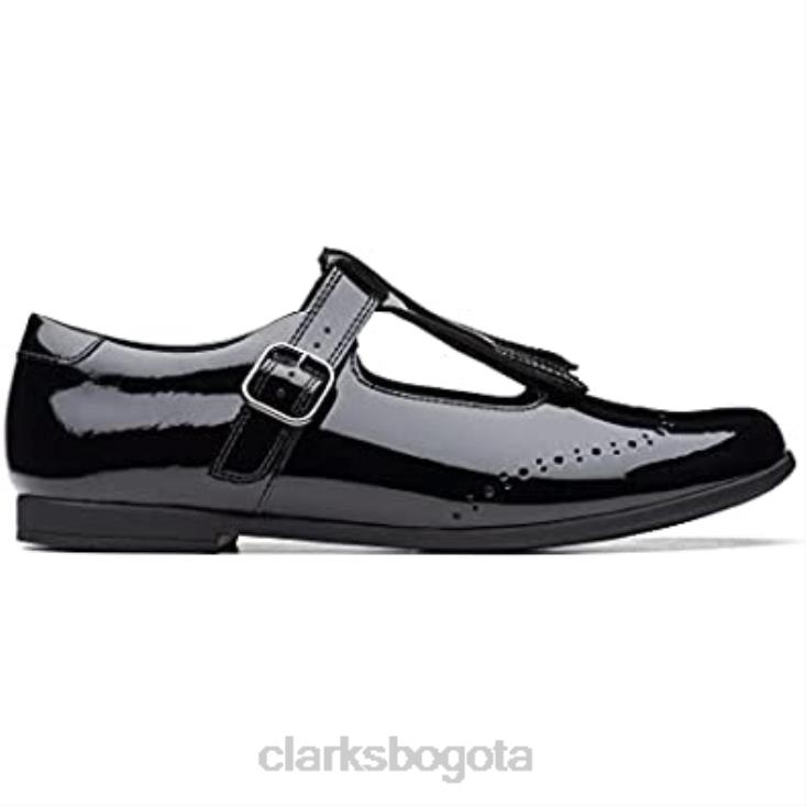 Clarks 0DX8L510 moda scala adolescente juvenil zapatos de cuero clarks negros unisexo