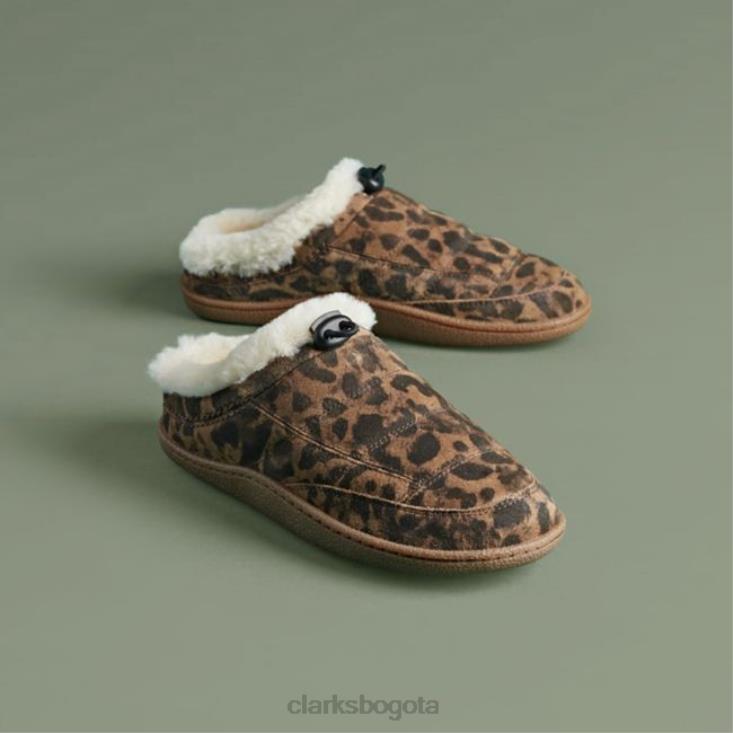 Clarks 0DX8L5160 Mule Clarks Pilton de ante de leopardo mujer ante de leopardo