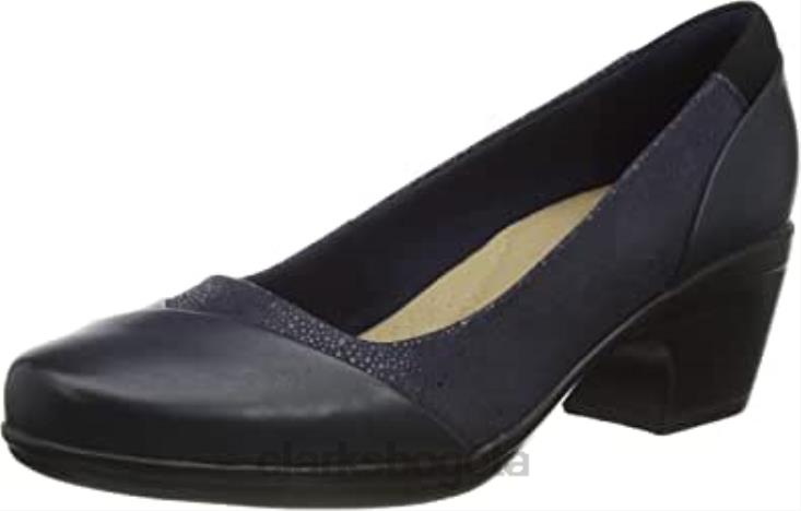 Clarks 0DX8L518 zapato de vestir uniforme emily alexa para mujer azul marino combi clarks mujer