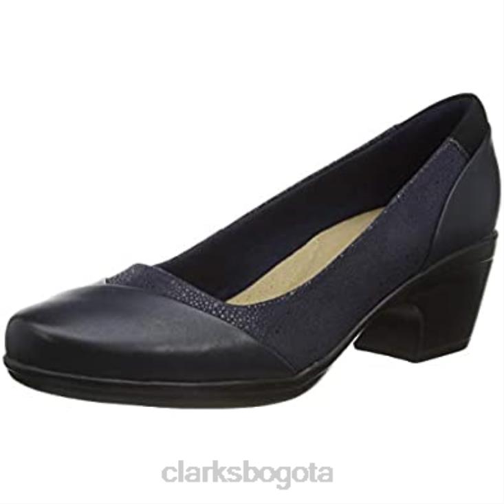 Clarks 0DX8L518 zapato de vestir uniforme emily alexa para mujer azul marino combi clarks mujer