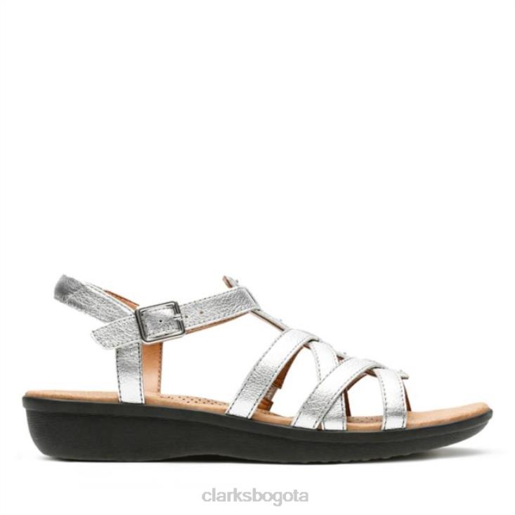 Clarks 0DX8L5210 clarks manilla bonita cuero plateado cuero plateado mujer cuero plateado
