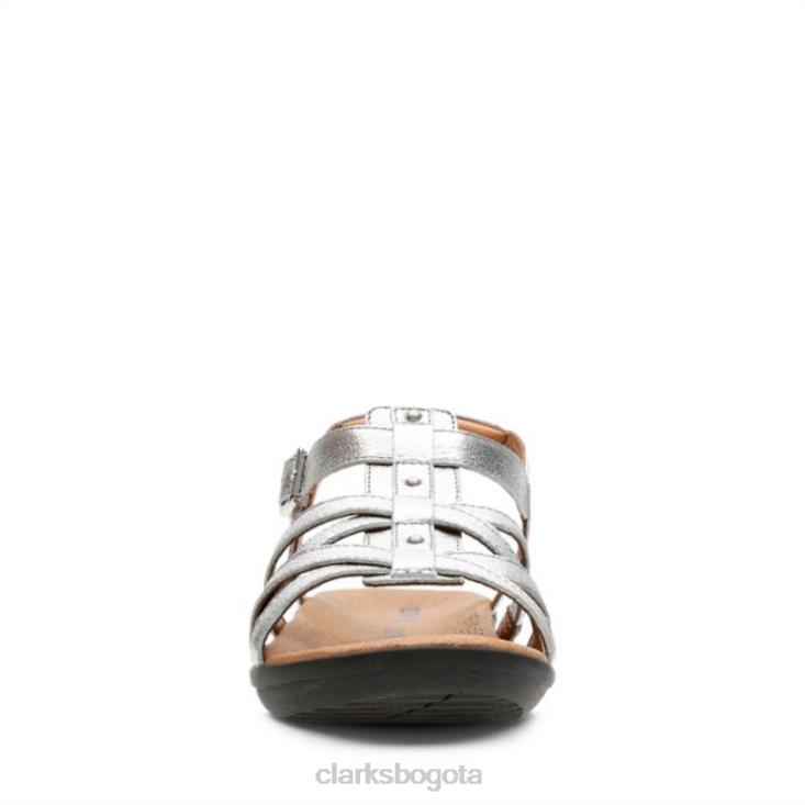 Clarks 0DX8L5210 clarks manilla bonita cuero plateado cuero plateado mujer cuero plateado