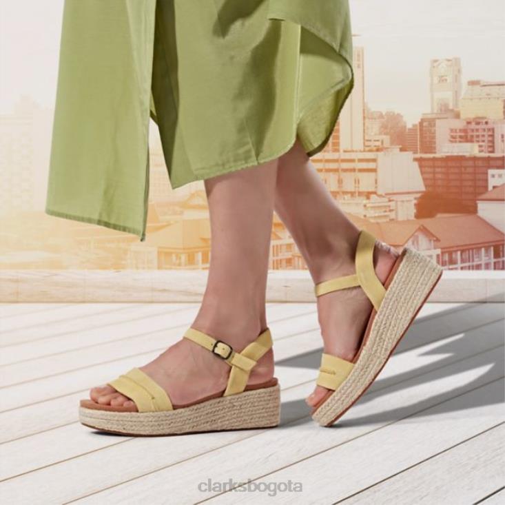 Clarks 0DX8L5222 kimmei stitch yel low ante yel low ante clarks mujer gamuza amarilla