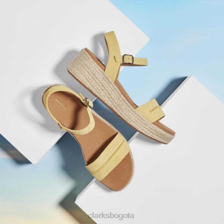 Clarks 0DX8L5222 kimmei stitch yel low ante yel low ante clarks mujer gamuza amarilla