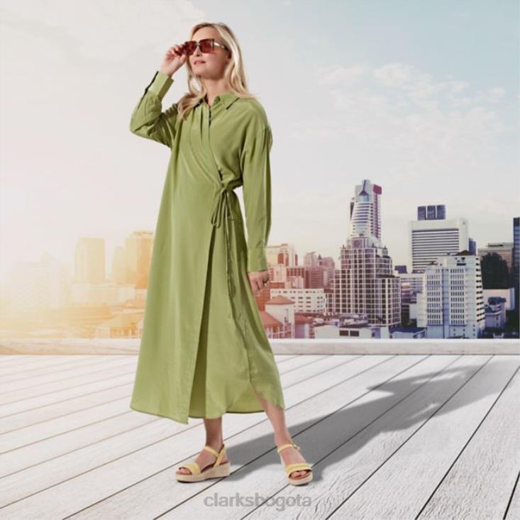 Clarks 0DX8L5222 kimmei stitch yel low ante yel low ante clarks mujer gamuza amarilla