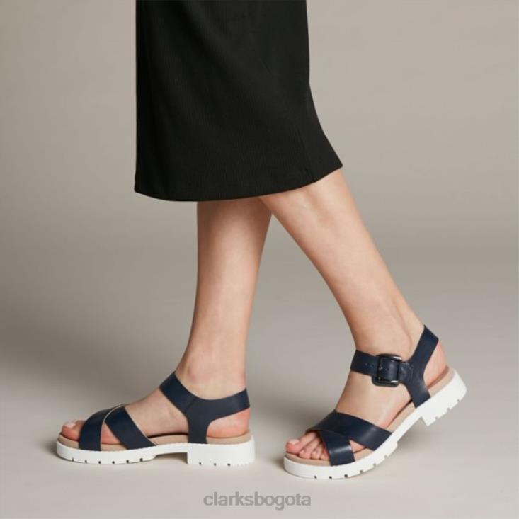 Clarks 0DX8L5223 correa orinoco cuero azul marino clarks cuero azul marino mujer cuero azul marino