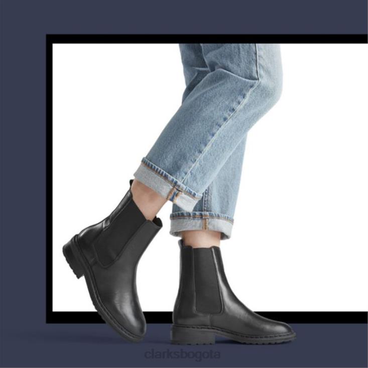 Clarks 0DX8L5282 clarks tilham chelsea cuero negro cuero negro mujer cuero negro