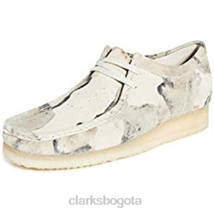 Clarks 0DX8L529 Clarks Off White Camo zapatos con cordones Wallabee para hombre hombres