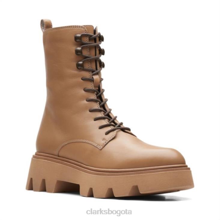 Clarks 0DX8L5302 motivo 20 encaje cuero tostado claro clarks de cuero tostado claro mujer cuero tostado claro