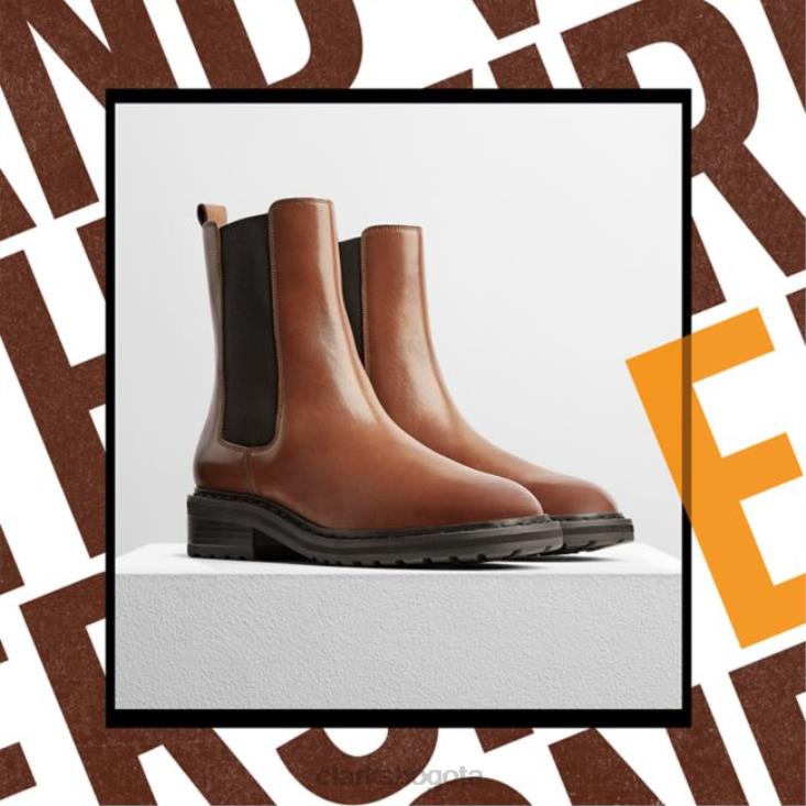 Clarks 0DX8L5305 clarks cuero tostado oscuro tilham chelsea cuero tostado oscuro mujer cuero bronceado oscuro