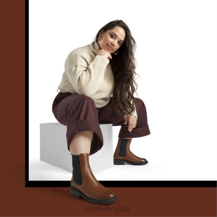 Clarks 0DX8L5305 clarks cuero tostado oscuro tilham chelsea cuero tostado oscuro mujer cuero bronceado oscuro