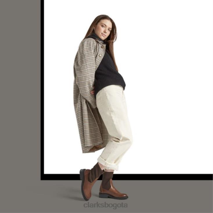 Clarks 0DX8L5306 clarks tilham knit cuero tostado oscuro cuero tostado oscuro mujer cuero bronceado oscuro