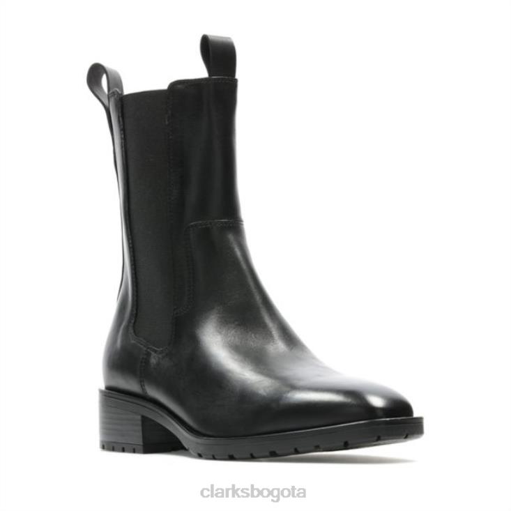 Clarks 0DX8L5323 clarks de cuero negro lydia top cuero negro mujer cuero negro