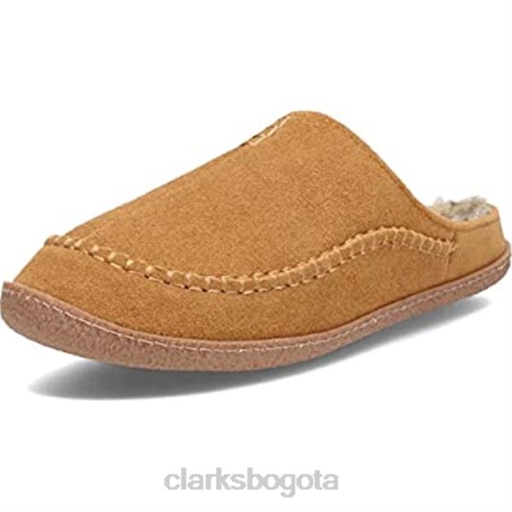 Clarks 0DX8L533 Pantuflas de casa para interior y exterior con forro de sherpa para hombre clarks canela hombres canela