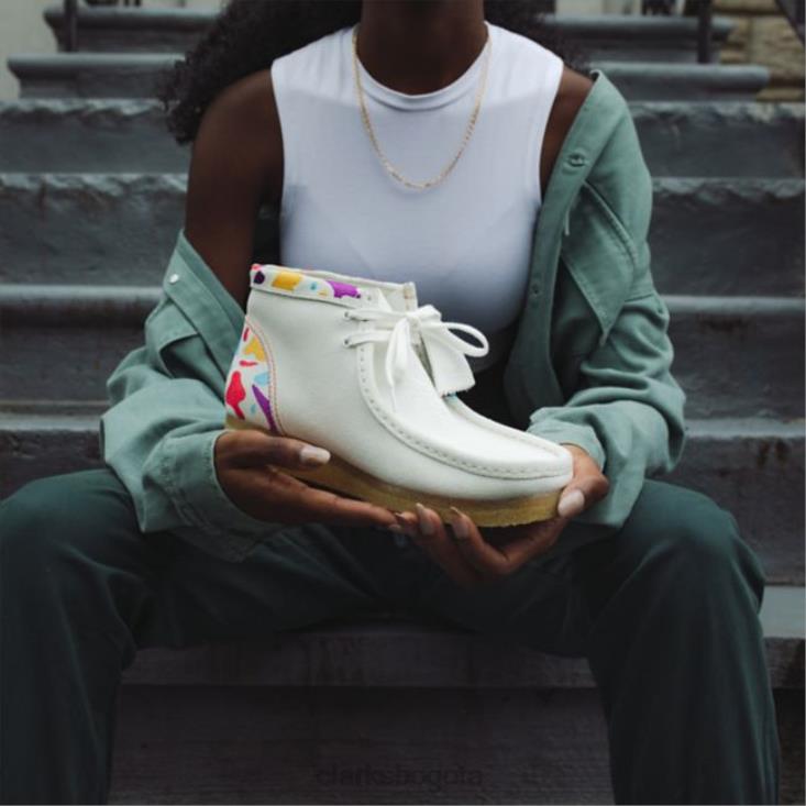 Clarks 0DX8L5340 bota wallabee combi blanca clarks combi blanca mujer combinación blanca