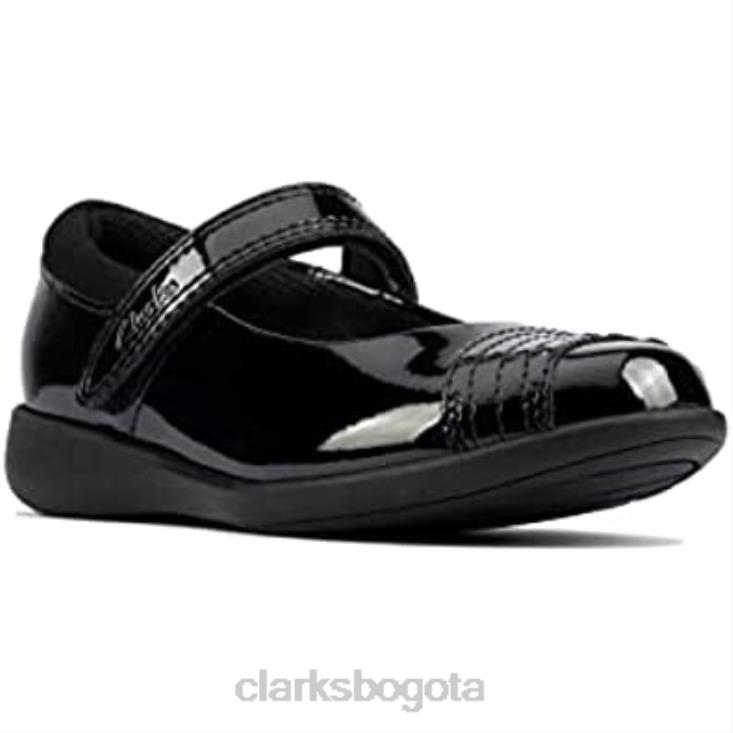 Clarks 0DX8L538 zapatos clarks etch beam de charol para niños pequeños charol negro niños