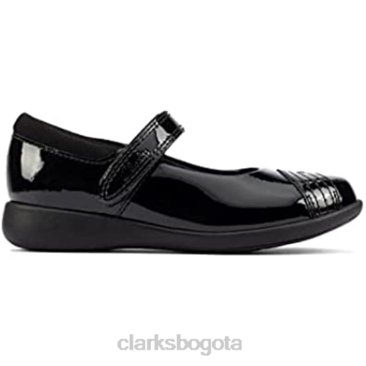 Clarks 0DX8L538 zapatos clarks etch beam de charol para niños pequeños charol negro niños