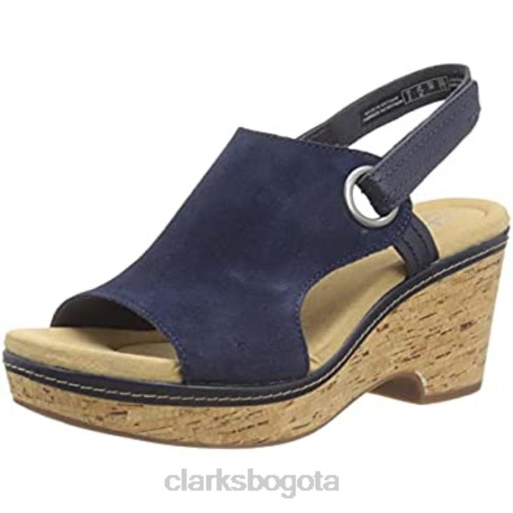 Clarks 0DX8L544 Sandalia clarks giselle sea de ante azul marino para mujer mujer gamuza azul marino