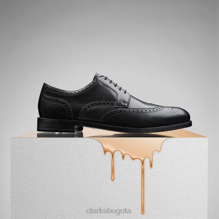 Clarks 0DX8L5442 clarks craftdean wing cuero negro cuero negro hombres cuero negro