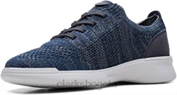 Clarks 0DX8L545 Zapatillas de deporte de punto Donaway de punto azul marino de Clarks para hombre hombres punto azul marino