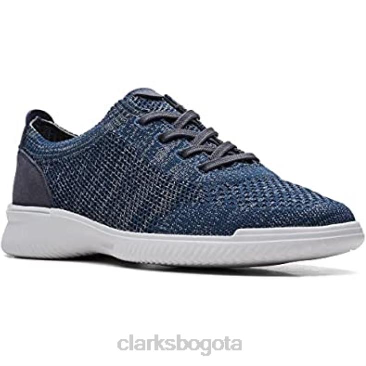 Clarks 0DX8L545 Zapatillas de deporte de punto Donaway de punto azul marino de Clarks para hombre hombres punto azul marino