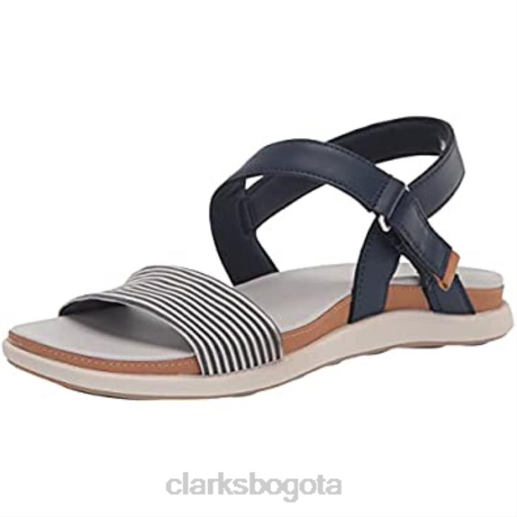 Clarks 0DX8L552 Sandalia clarks eliza mae de tela azul marino para mujer mujer textil azul marino