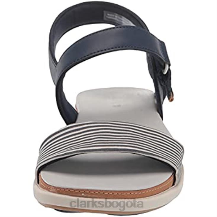 Clarks 0DX8L552 Sandalia clarks eliza mae de tela azul marino para mujer mujer textil azul marino