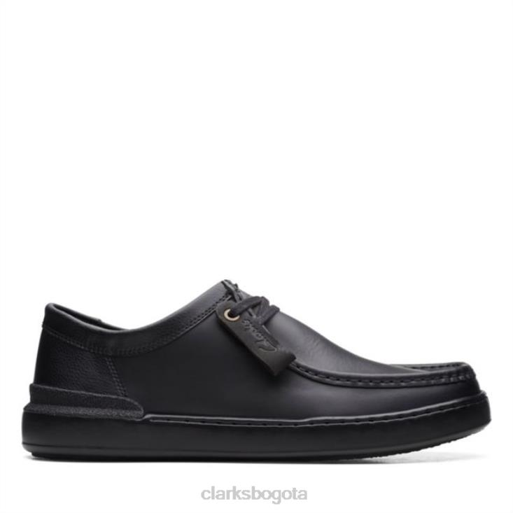 Clarks 0DX8L5534 court lite wally cuero negro clarks de cuero negro hombres cuero negro