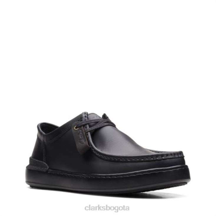 Clarks 0DX8L5534 court lite wally cuero negro clarks de cuero negro hombres cuero negro
