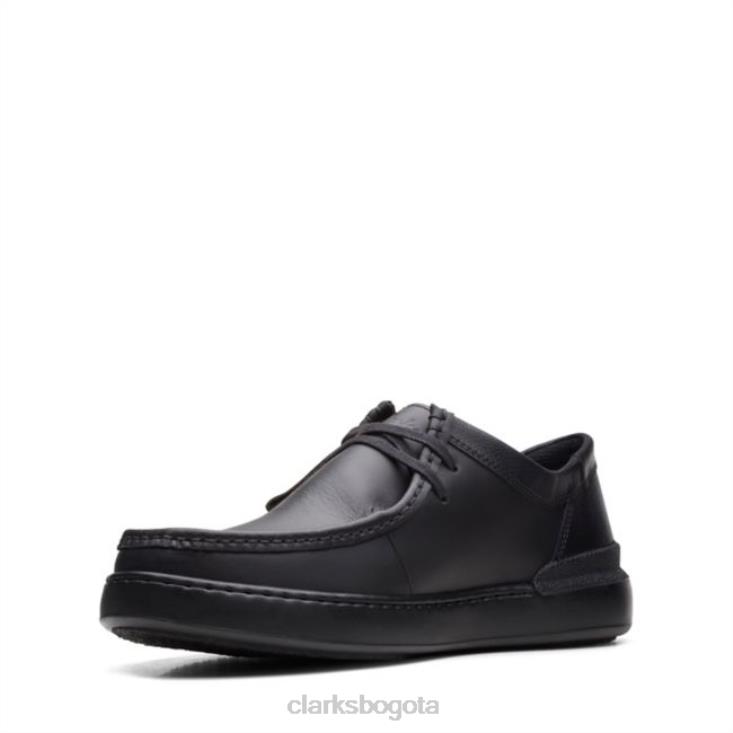 Clarks 0DX8L5534 court lite wally cuero negro clarks de cuero negro hombres cuero negro