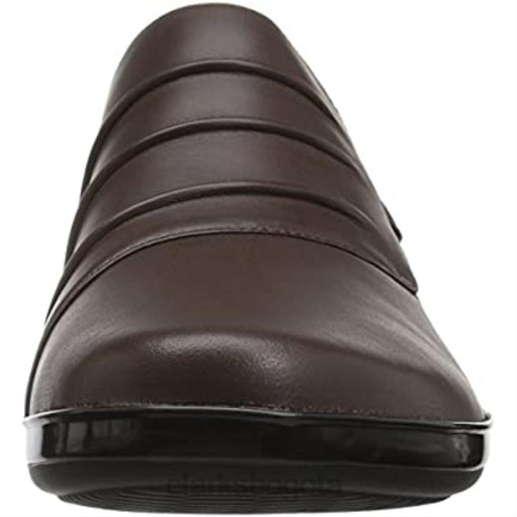 Clarks 0DX8L556 mocasines sin cordones everlay heidi de cuero marrón oscuro para mujer clarks mujer cuero marrón oscuro