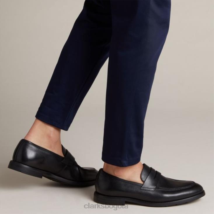 Clarks 0DX8L5562 clarks ronnie step cuero negro cuero negro hombres cuero negro
