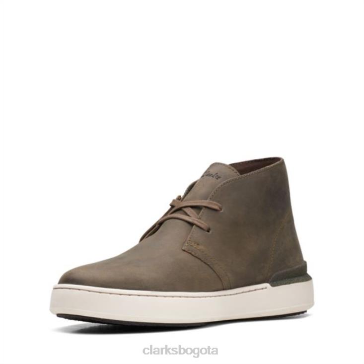 Clarks 0DX8L5689 bota safari clarks court lite de cuero oliva cuero oliva hombres cuero oliva