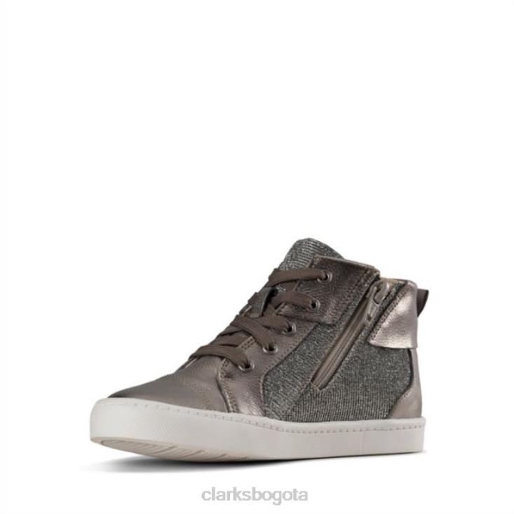 Clarks 0DX8L5753 clarks peltre cuero ciudad mito niño peltre cuero niños cuero peltre