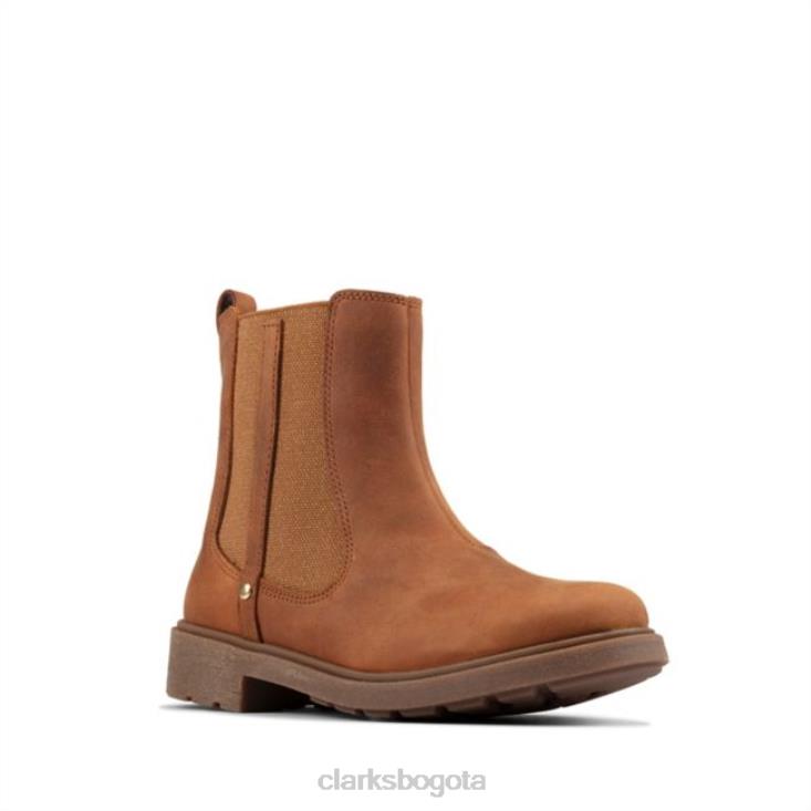 Clarks 0DX8L5756 cuero bronceado astrol orkid clarks de cuero bronceado niños cuero marrón